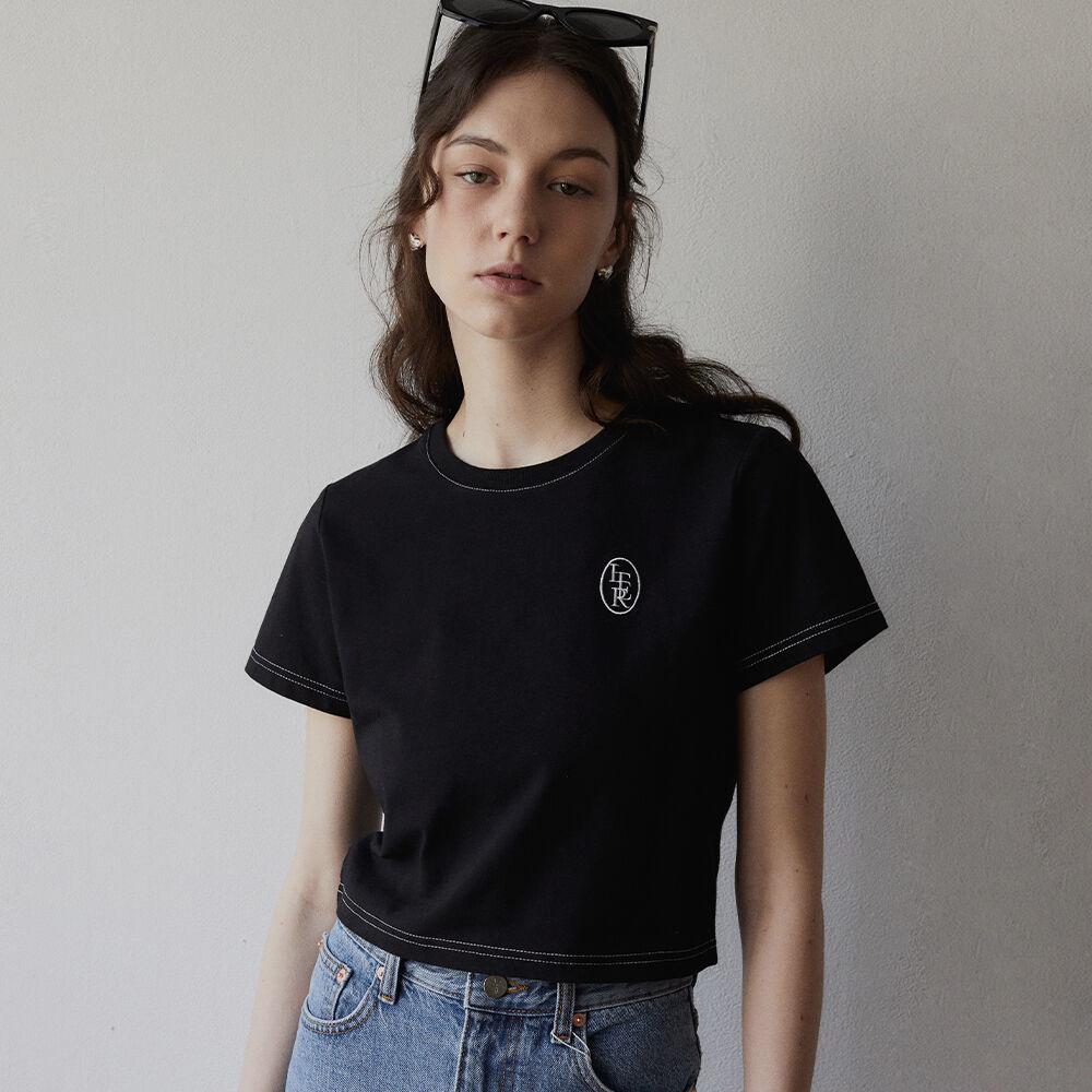 CLASSIC LOGO EMBROIDERY CROP T-SHIRT_BLACK
