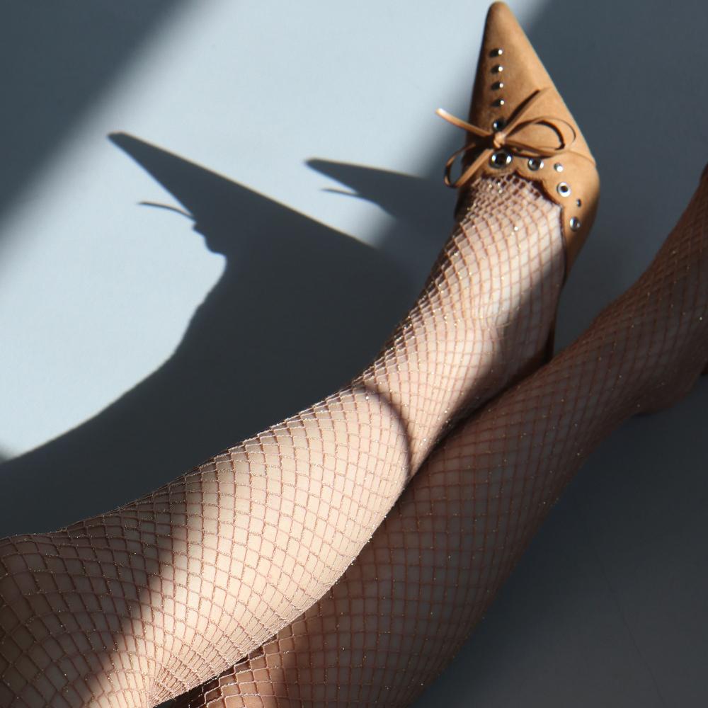 sand glitter mesh tights (2colors)