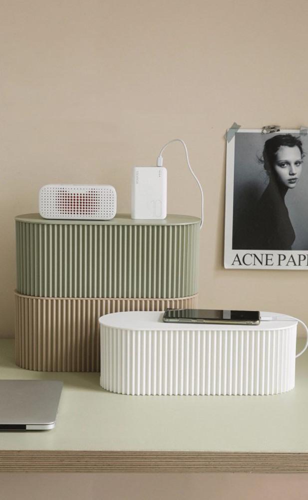 기쁜숲 5구이하 멀티탭 정리함 전선 콘센트가리개 화이트 중사이즈