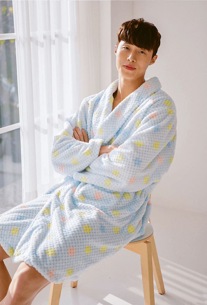 남성-와플스타 밍크극세사 나이트가운 2colors