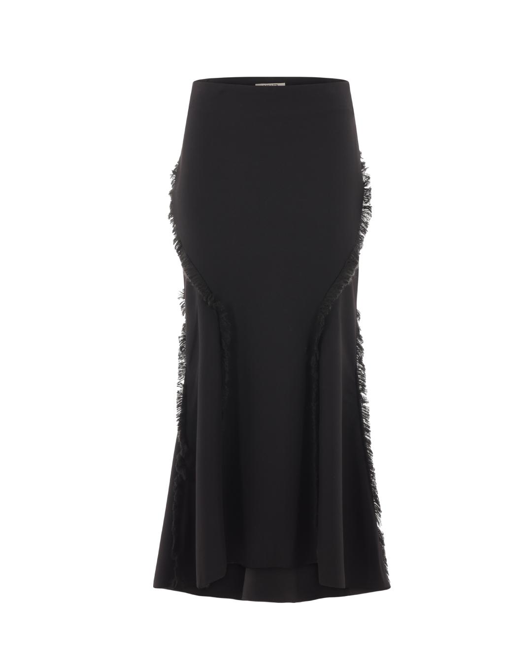 FISHTAIL FUR MAXI SKIRT, BLACK