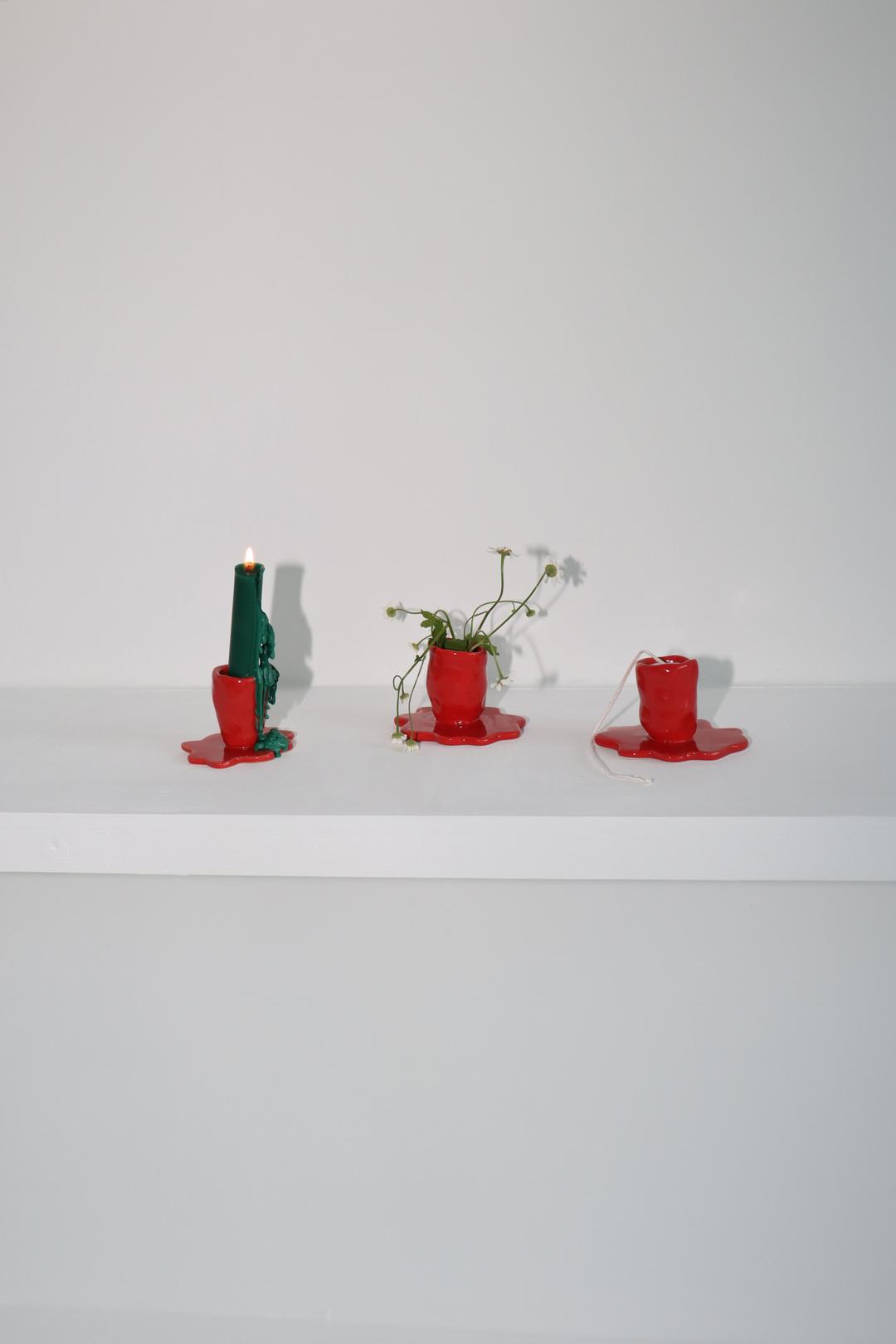 candel holder(red)+candel