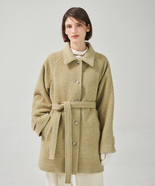 Alpaca Raglan Half Coat Beige