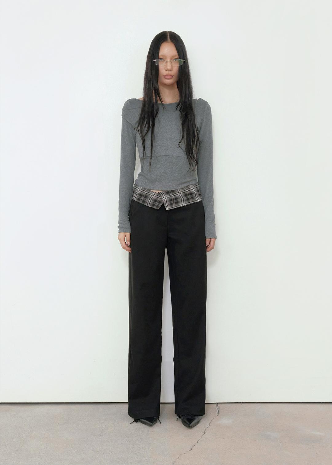 TWISTED RIBBED TOP, MELANGE GRAY