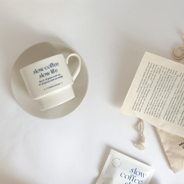 씨콤마 앳홈 new 슬로우 블럭 머그 2022 홈카페 머그잔 라떼잔 커피잔 레터링 카페컵