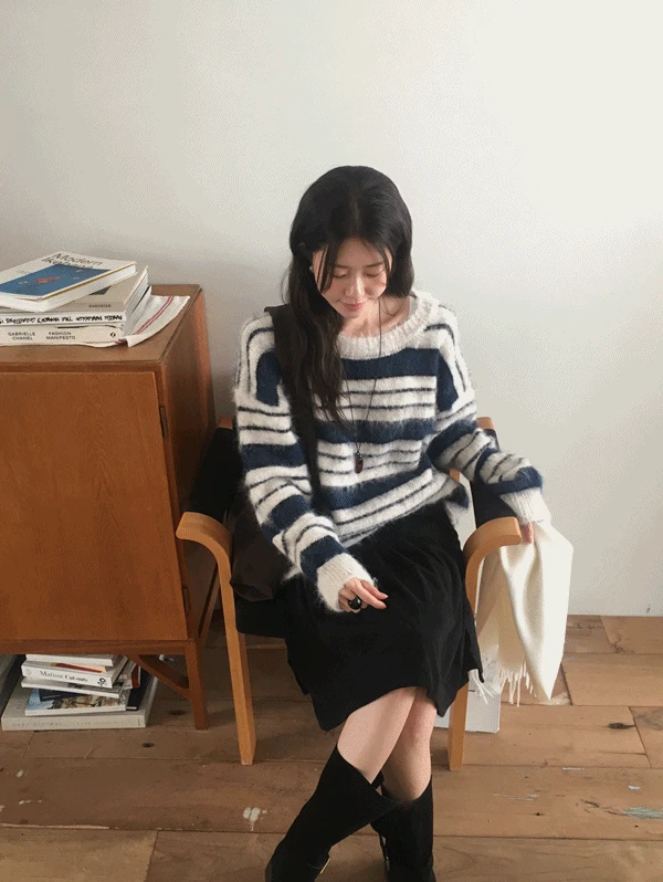 피에토 모헤어 스트라이프니트