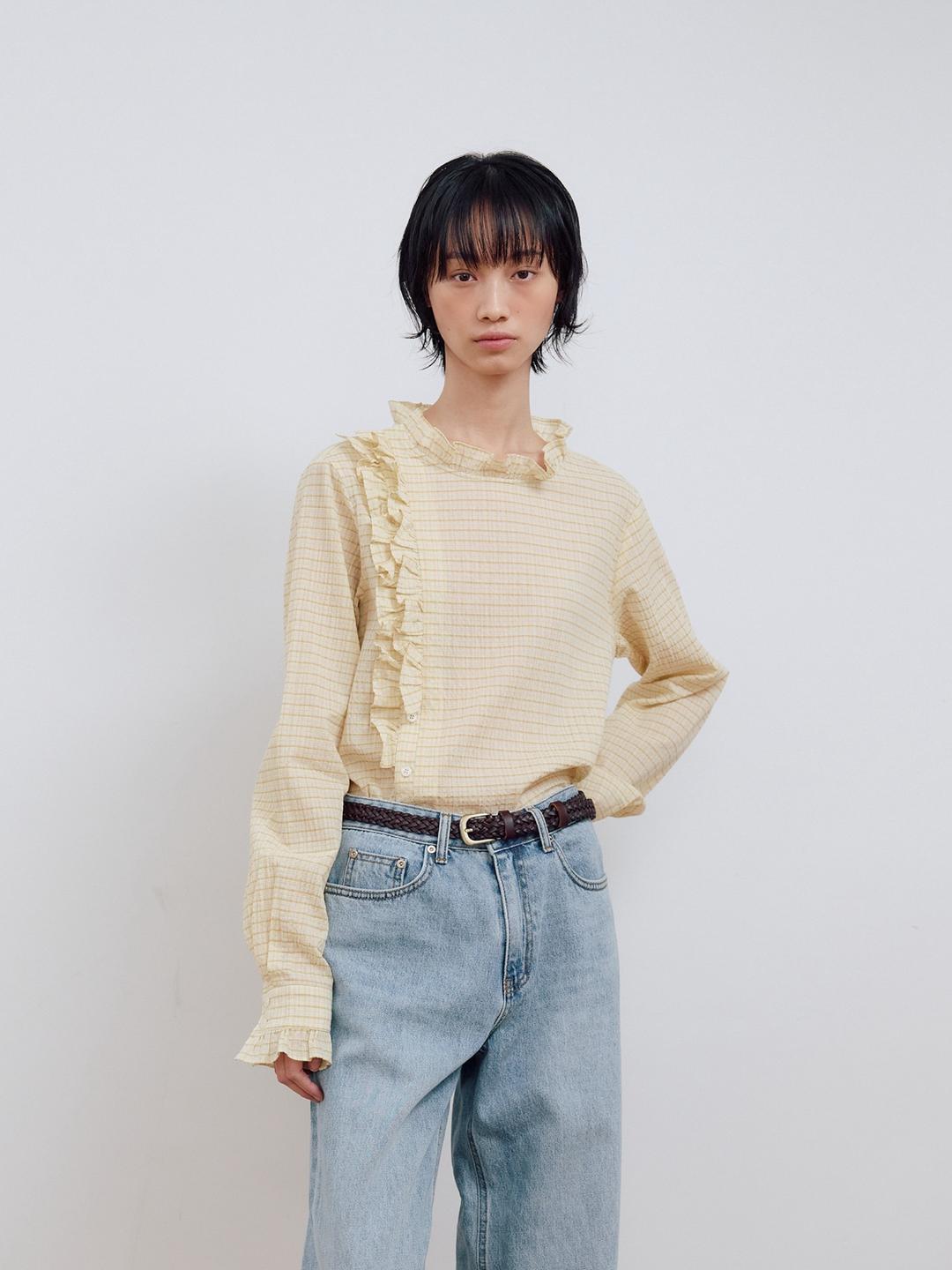 [03.21 순차출고] ASYMMETRY RUFFLE BLOUSE_YELLOW
