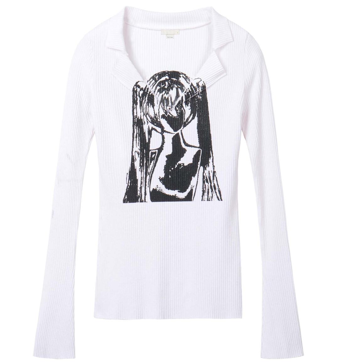 Collar graphic top (White)