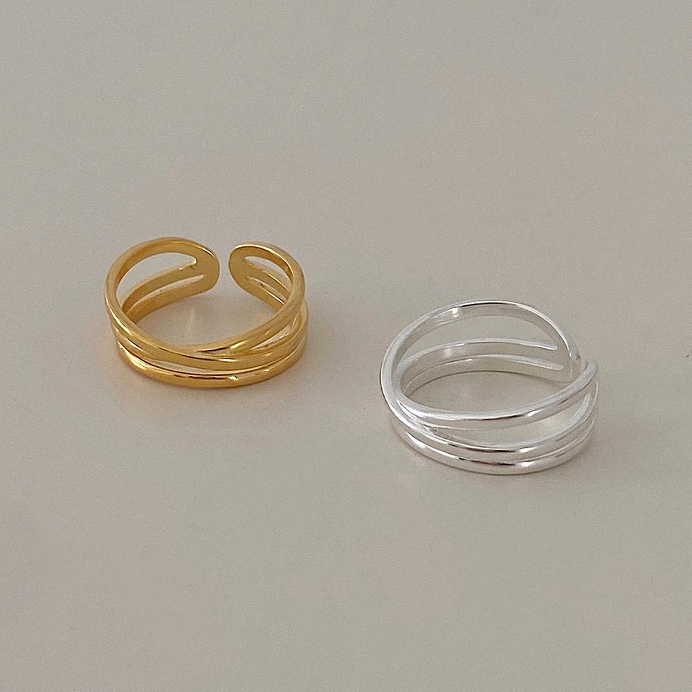 [당일출고] 925실버 믹스 라인 레이어드 오픈 반지