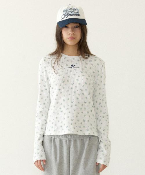 FLOWER WAFFLE TEE white