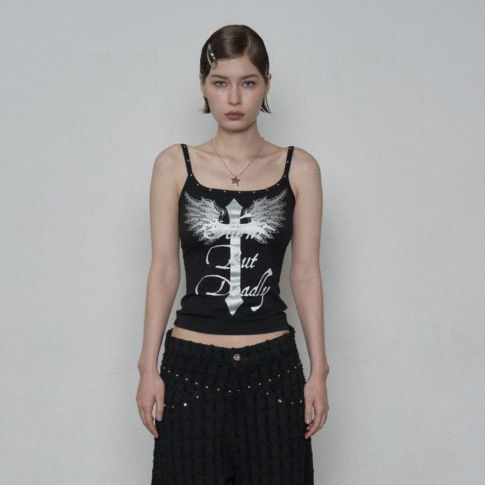 CROSS STUDDED SLEEVELESS / BLACK