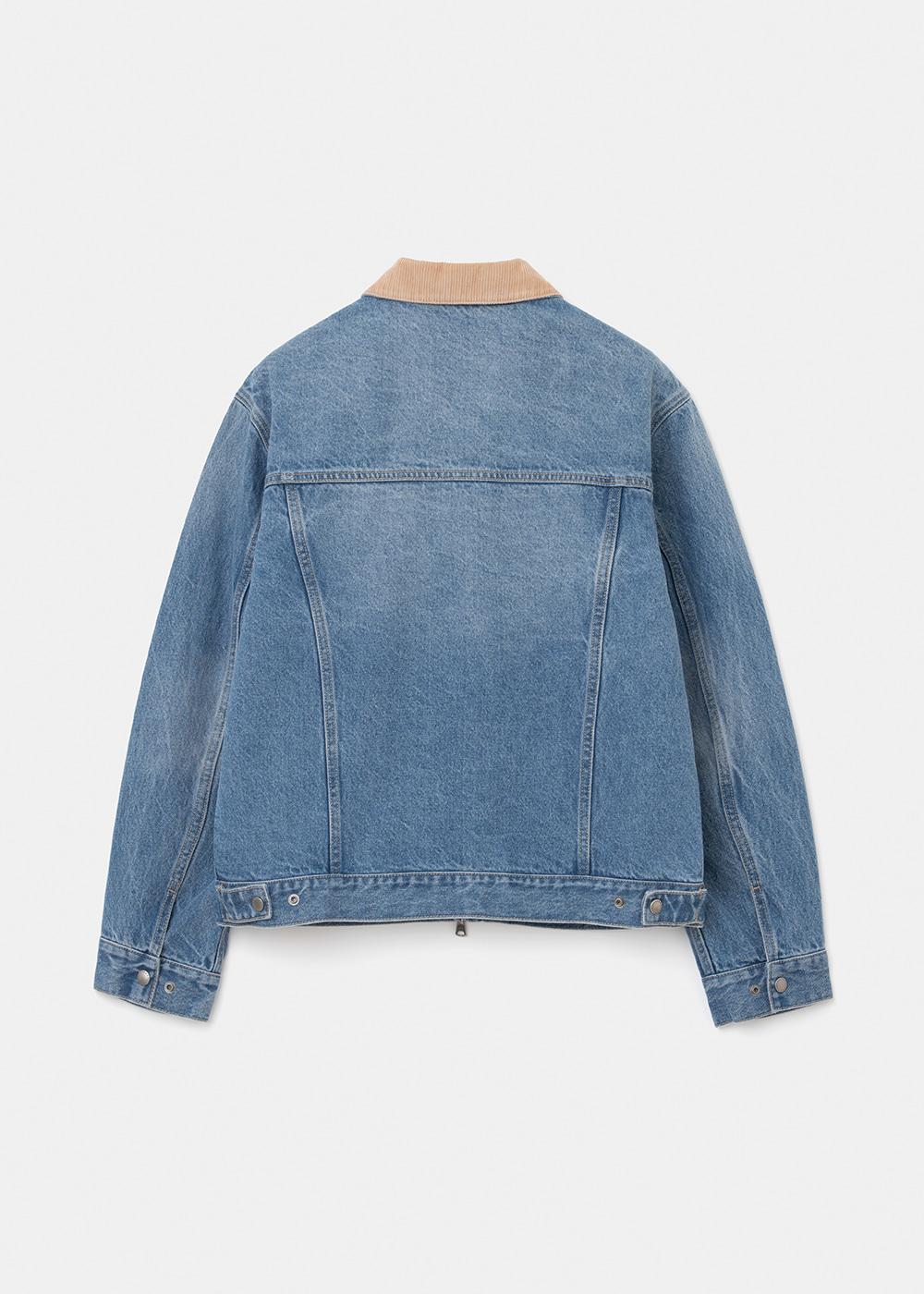 zip-up denim work jacket 13oz indigo blue