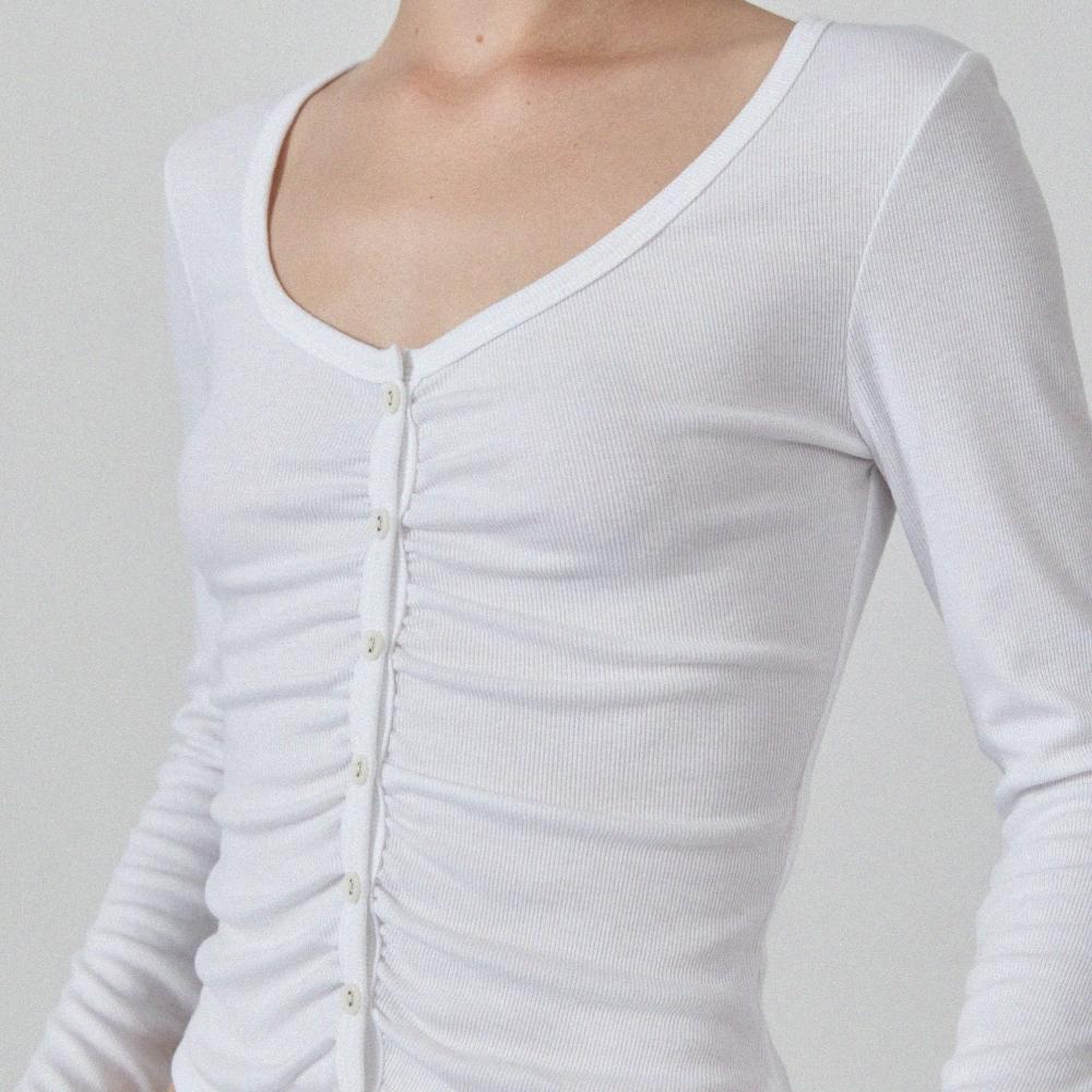 ROSIE SHIRRING CARDIGAN (Ivory)