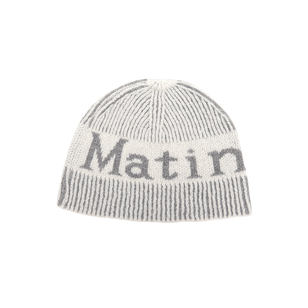 (W) Matin Kim Matin Stripe Two Tone Beanie White