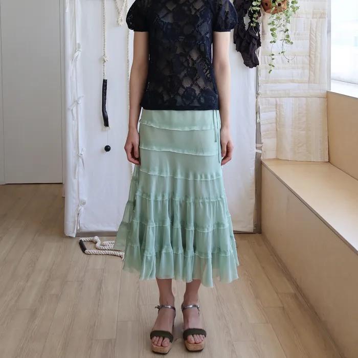 [5차] Nora Shimmering Skirt Glossy Mint