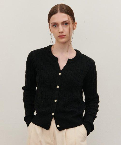 23 AW 꽈배기 슬릿 니트 (블랙)