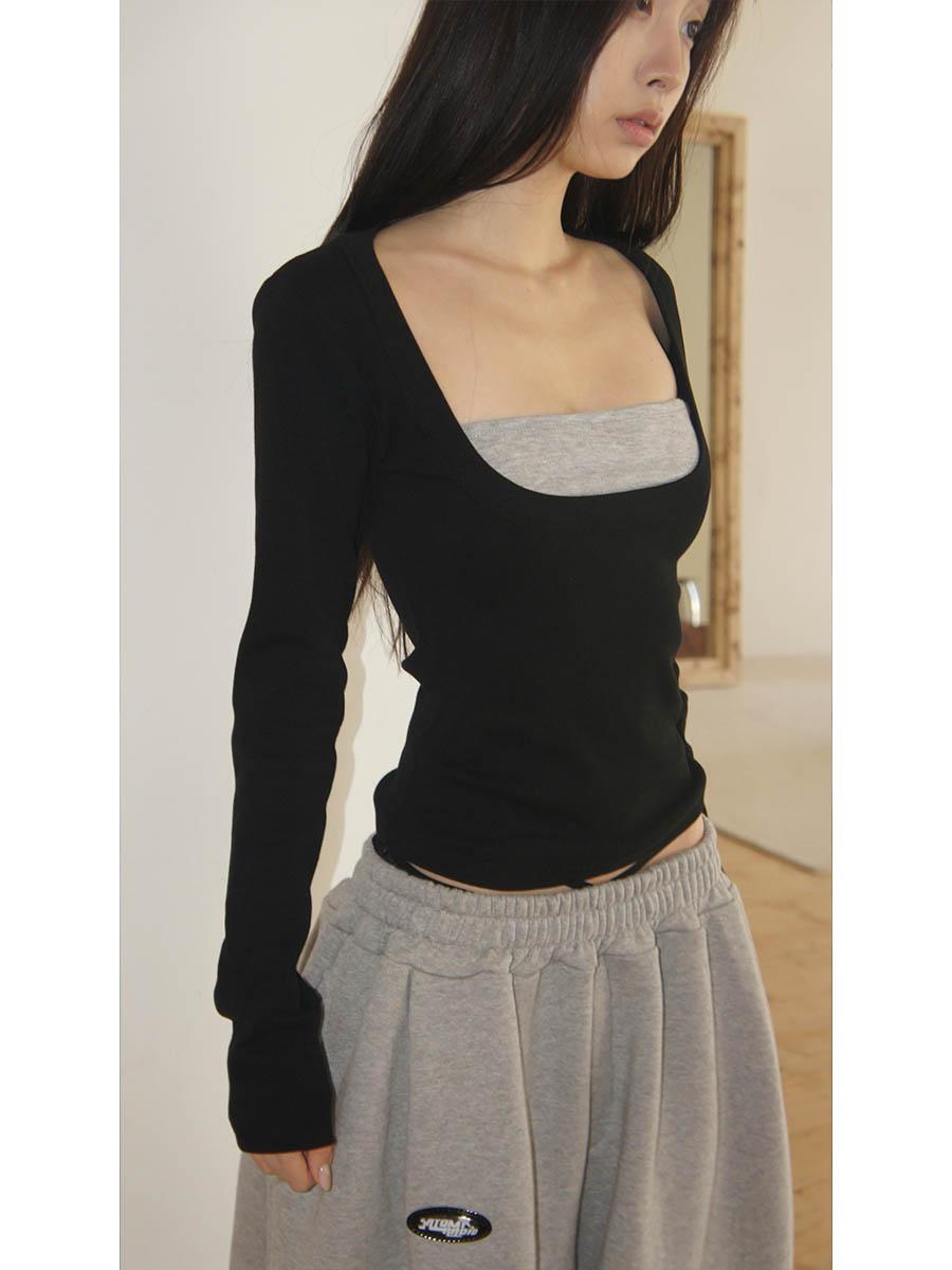 (3/4예약배송) Layered ribbed top(b)