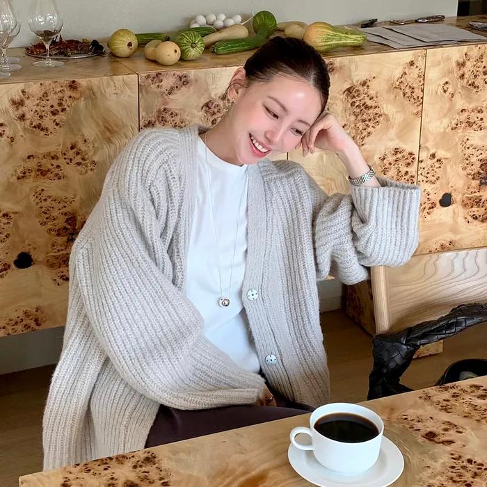 [강문경 PICK] NEST BULKY BELTED CARDIGAN_FOG GREY