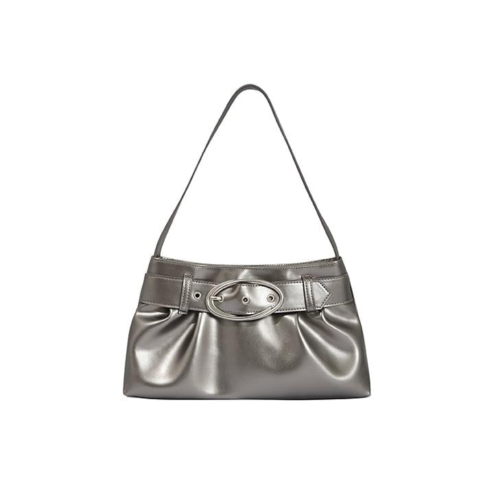 C BELTED HOBO BAG_SILVER