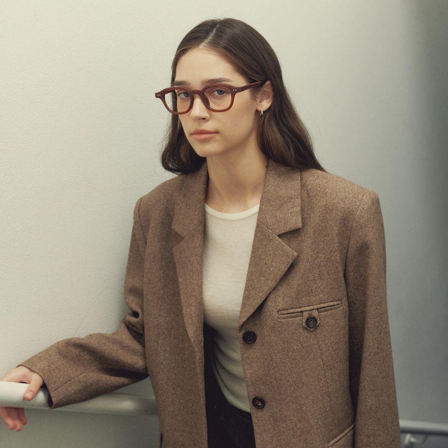 마가렛 클래식 싱글 버튼 울 자켓_brown