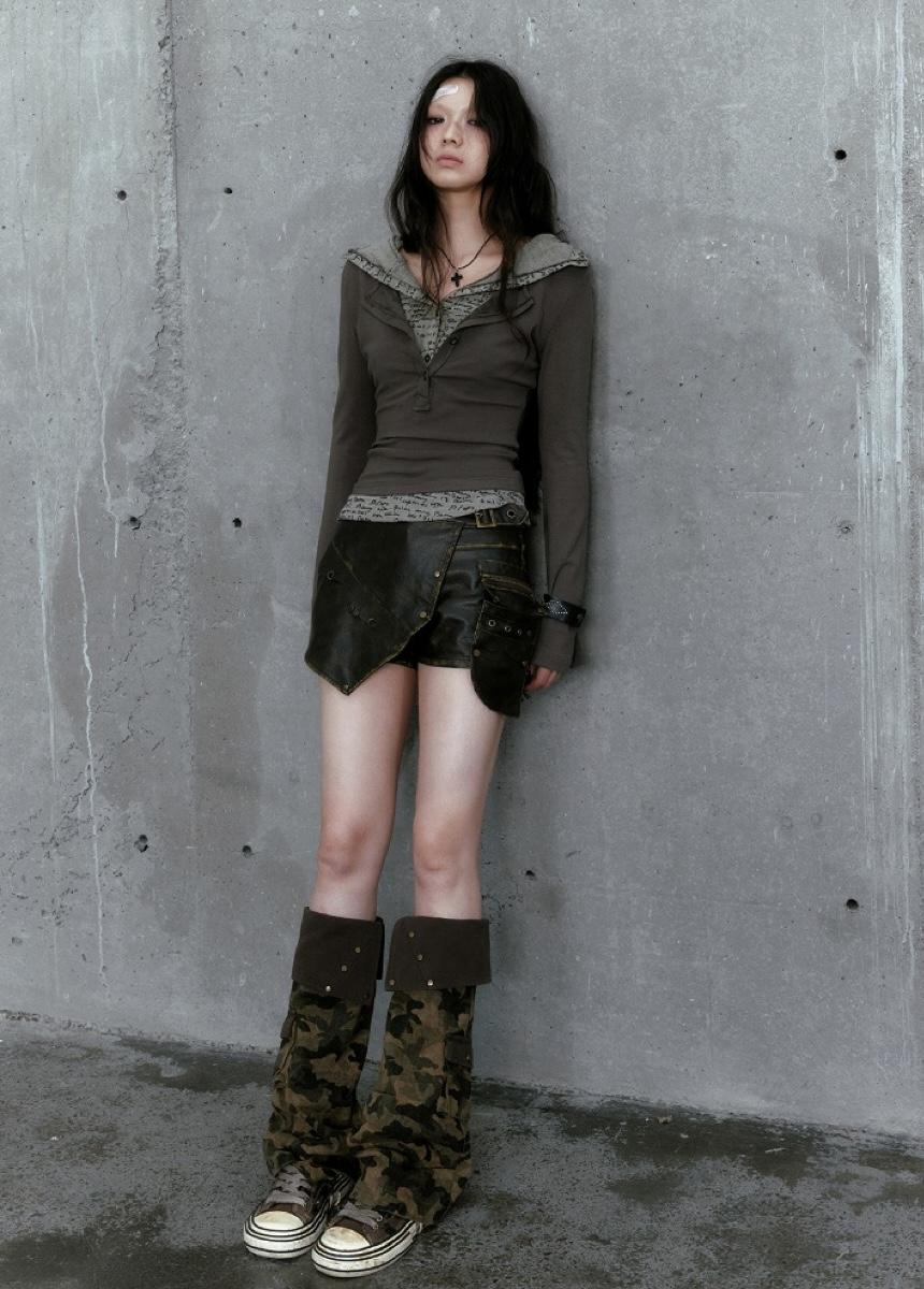 [예약 판매 10% Sale] Cest Nous Women Retro Slim Leather Short Skirt