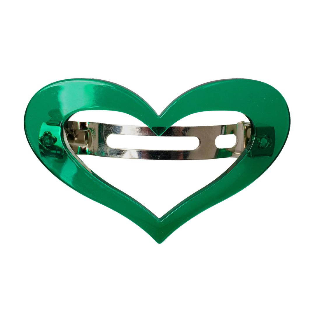 transparent heart pin (green)