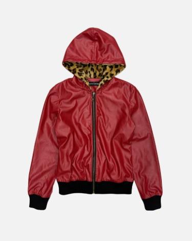 red hood zip-up jacket