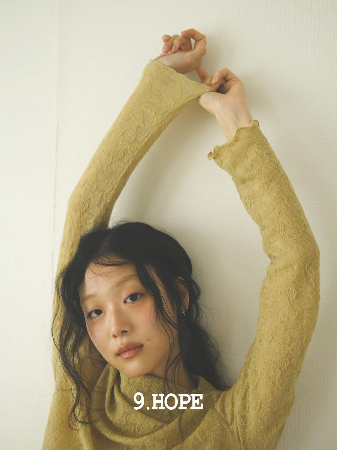 [9.hope] 소공녀 lace pola T (olive)