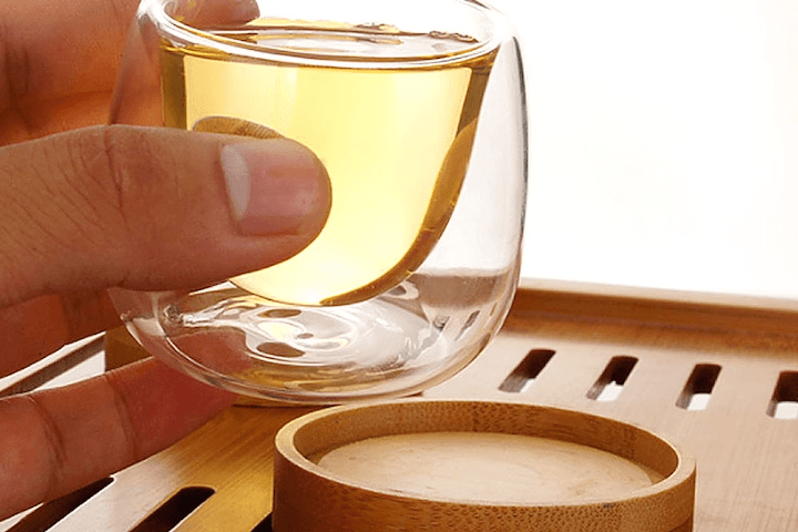 이중 내열유리 찻잔 + 우드받침대(50ml)