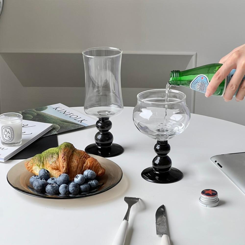 언더 블랙 볼 고블렛잔 2종 레드/화이트와인 샴페인 홈파티 홈카페 테이블웨어 플레이팅 기념일 친구선물 촬영소품 빈티지유리컵 과일주스 집들이 카페용품