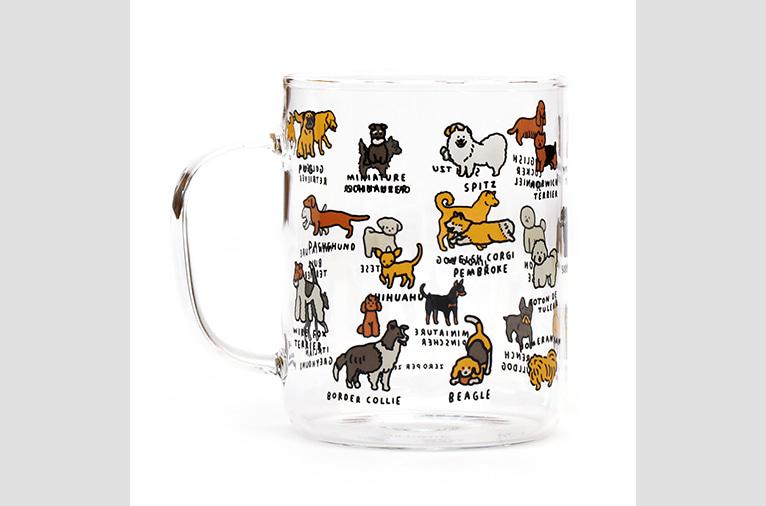 [제로퍼제로] 손잡이 내열 유리컵 L - 도그 딕셔너리