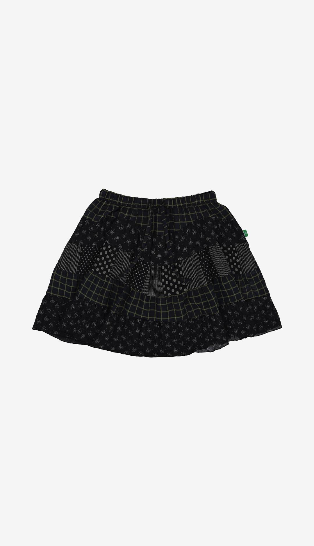 243. Mixed Pattern Mini Skirt _ Black