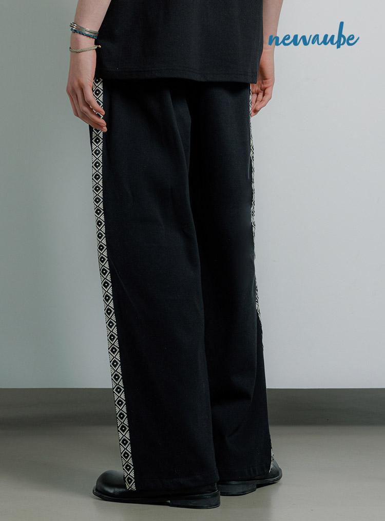 자가드 와이드팬츠 블랙