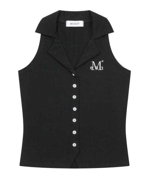 아벨라 카라 단추 슬리브리스 나시 (2컬러)