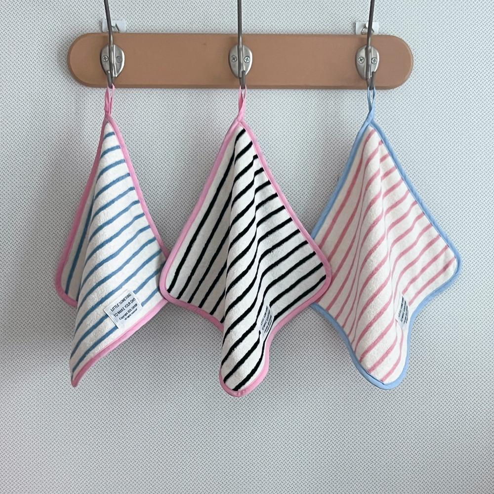 스테이828 줄무늬 테리 주방 욕실 핸드 타월 고리 수건