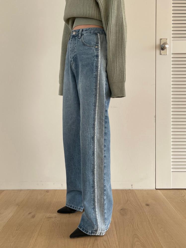 레나 투톤 와이드 데님