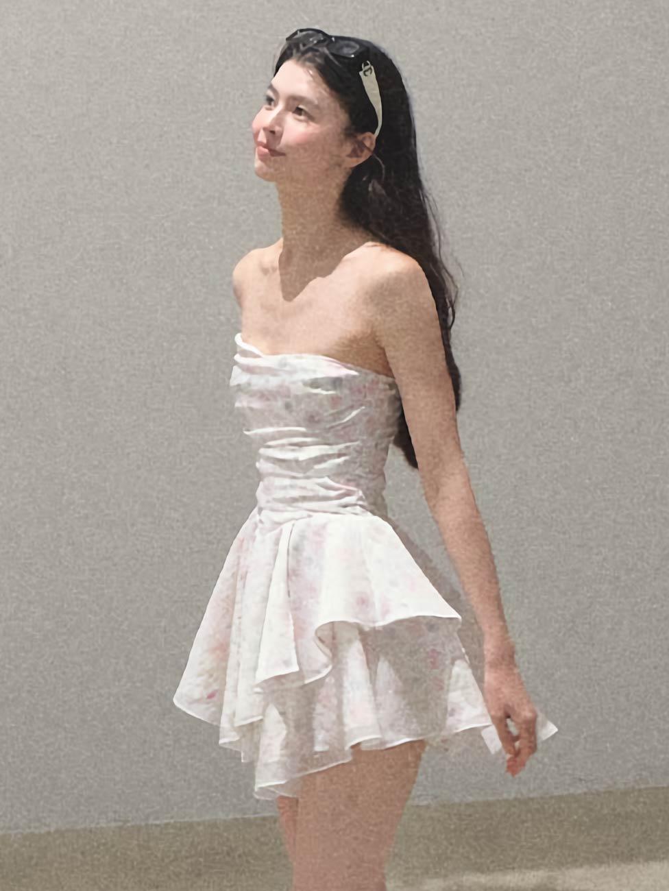 [OAK MOO] "If The Weather Is Good\" Flower Tube Top Dress