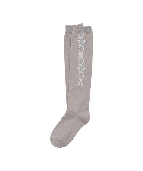 Tattoo Cotton Knee Socks Beige