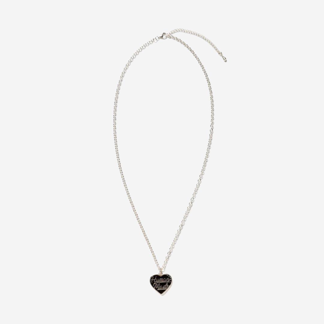 Human Made Heart Silver Necklace Black