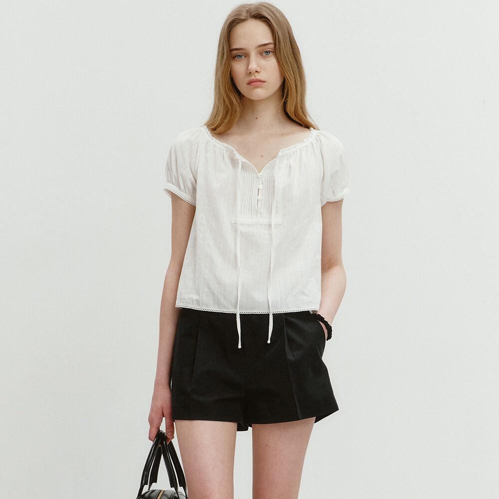 2-WAY SHIRRING BLOUSE OFF WHITE_UDBL4B223OW