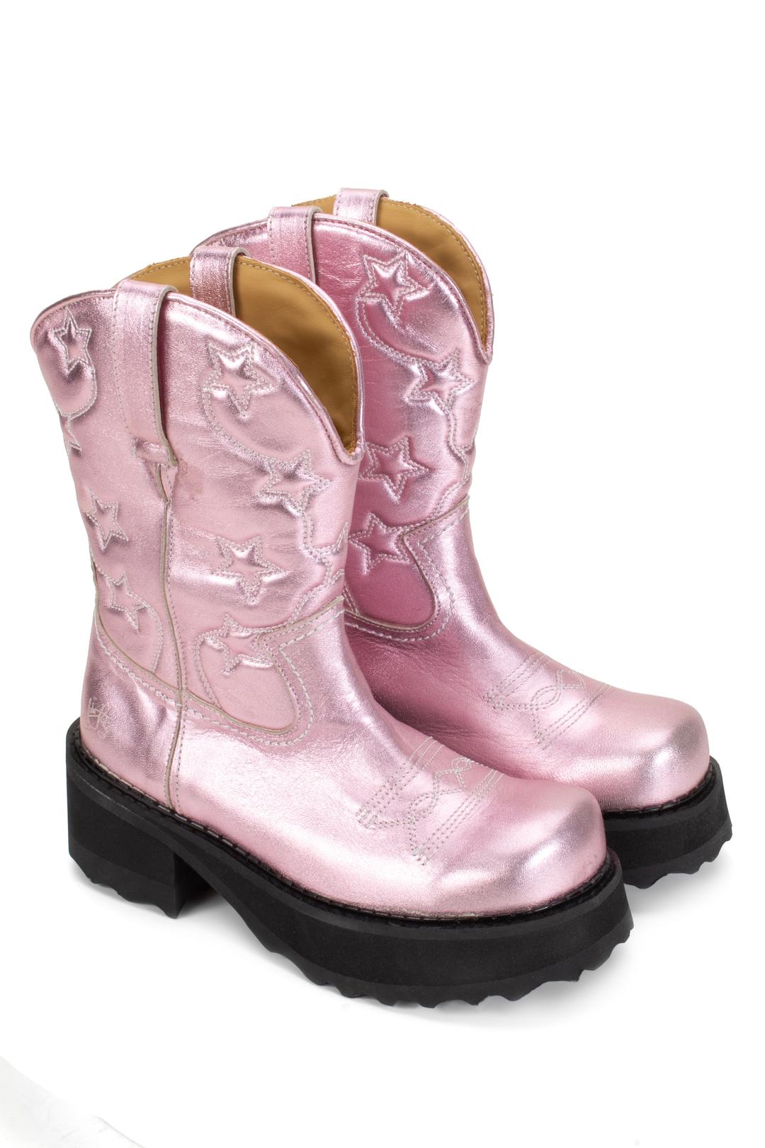 Anna Sui x John Fluevog Ankle Cowboy Boot<br> Pink - 6