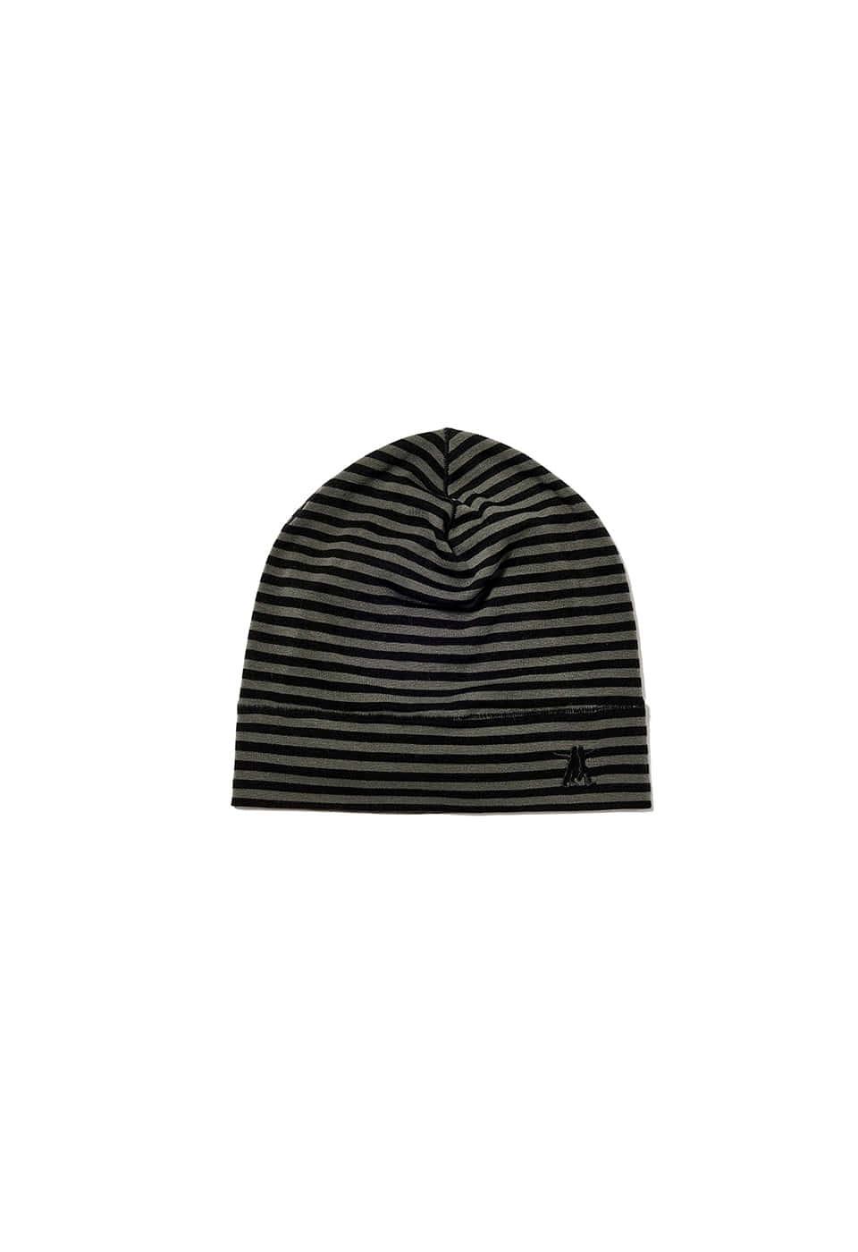 STRIPE JERSEY SLOUCHY BEANIE, CHARCOAL
