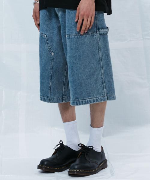 더블니 카펜터 데님 숏 팬츠 [LIGHT - BLUE]