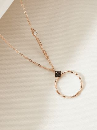 [14K] 블랙스퀘어 써클 목걸이