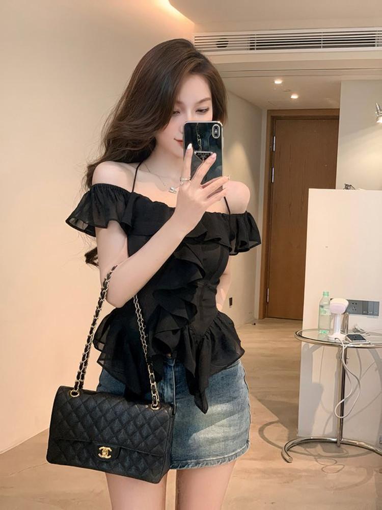 데님 치마 바지 JustQin [퍼펙트 프로포션]여름 신작 스파이스 걸 안티 페이드 진 컬리 하이웨이스트 힙 쇼트 스커트 여성