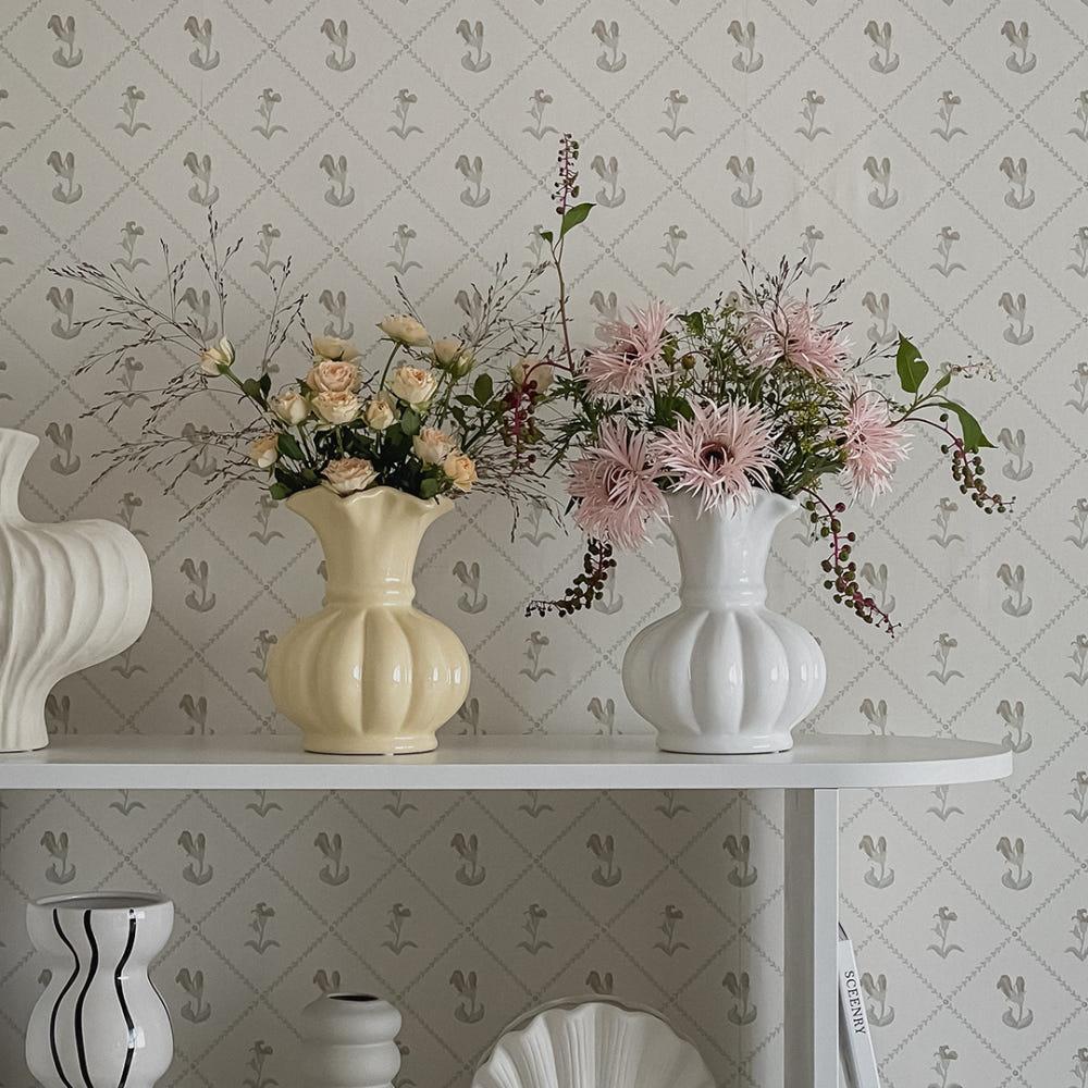 오룸 밀키 도자기 화병 인테리어 오브제 꽃병