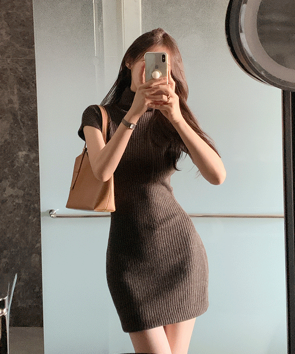 퍼빗 햅번 반목 골지 니트 원피스 - 4color