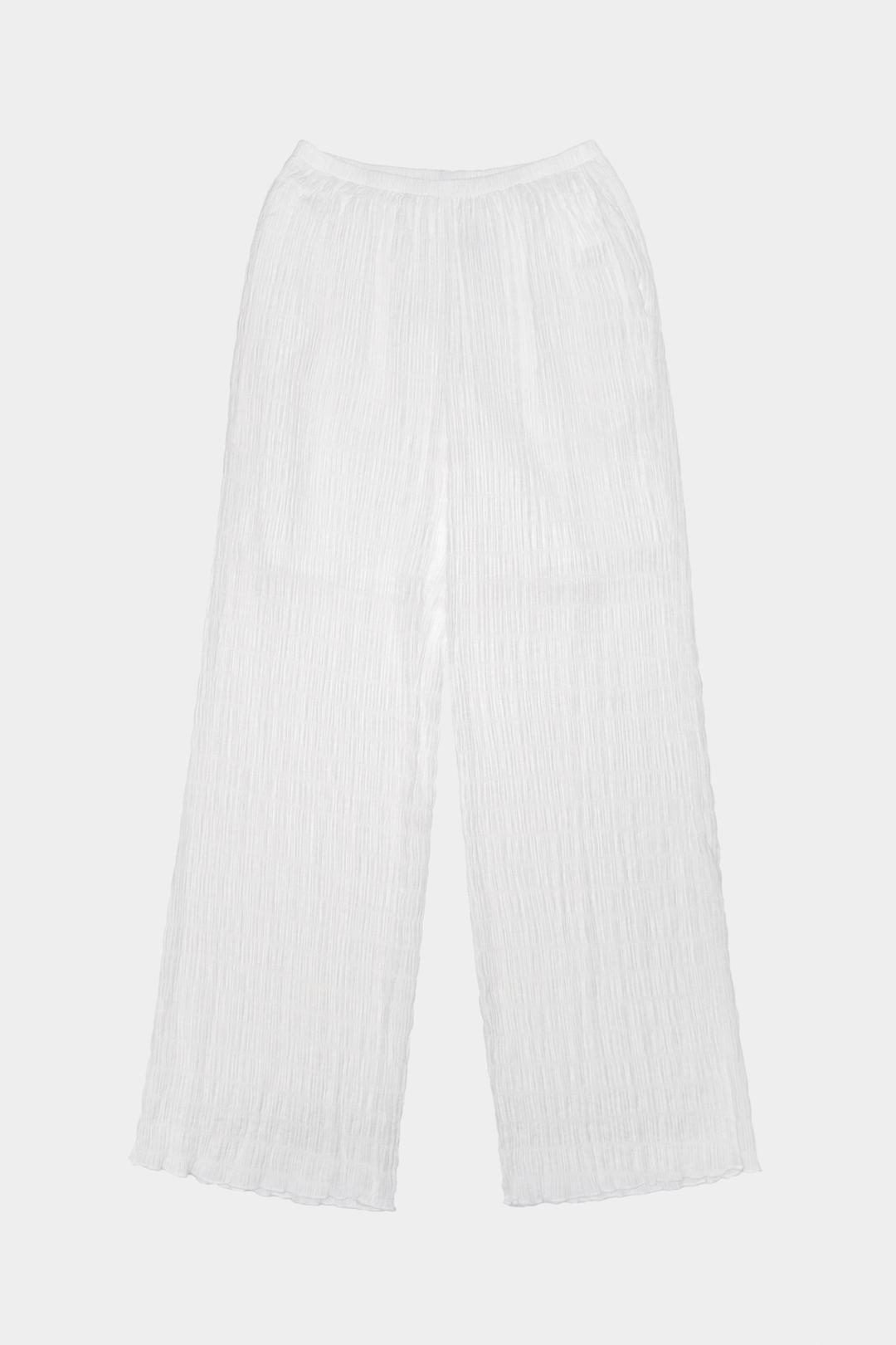 Sheer shirring pants, Ivory