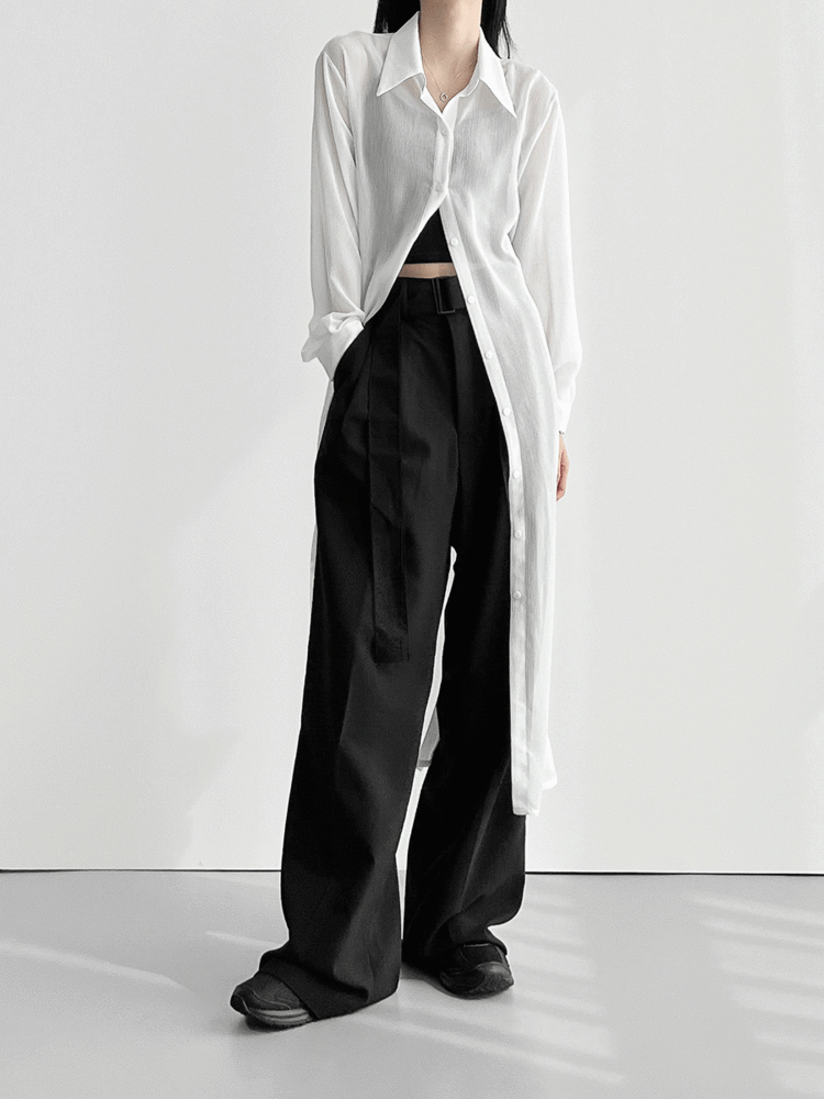 시스루 롱 셔츠 (3color)