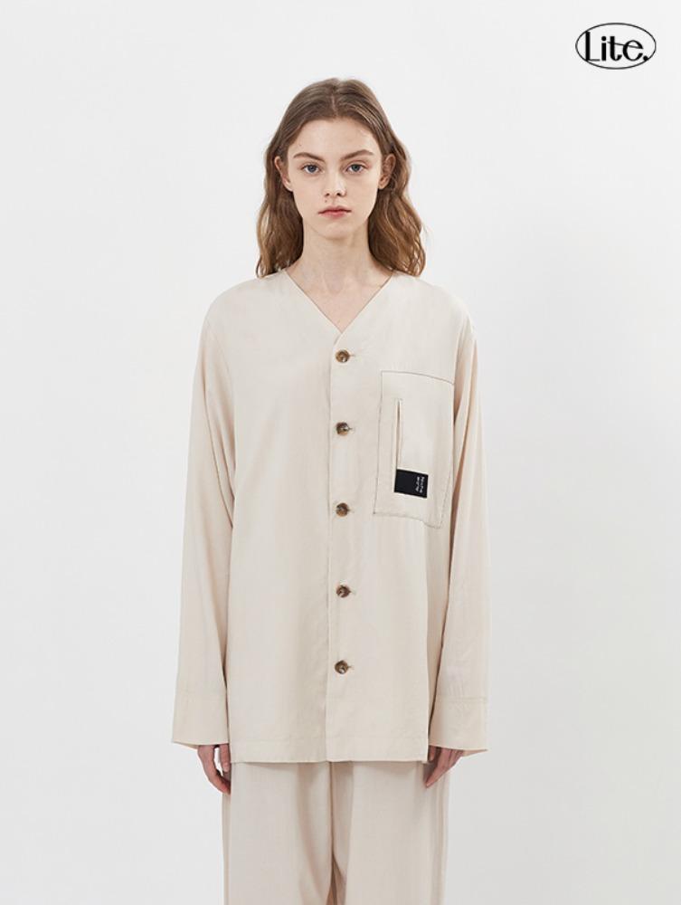 AUBE BLANCHE Lite. PAJAMA LONG SHIRTS_IVORY